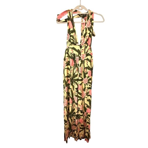 AGUA BENDITA X TARGET Peony Botanical Halter Jumpsuit Yellow X-Small - Picture 2 of 6